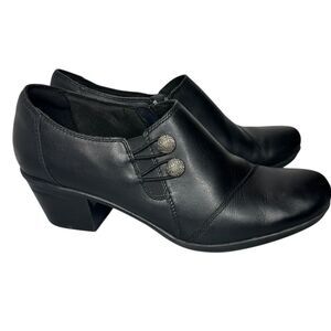 Clarks Comfort Leather Booties Black Shoes Womens Size 10 Emslie Warren
